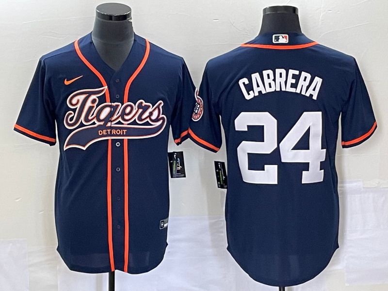 Men Detroit Tigers #24 Cabrera Blue Joint Name 2025 Nike MLB Jersey style 2